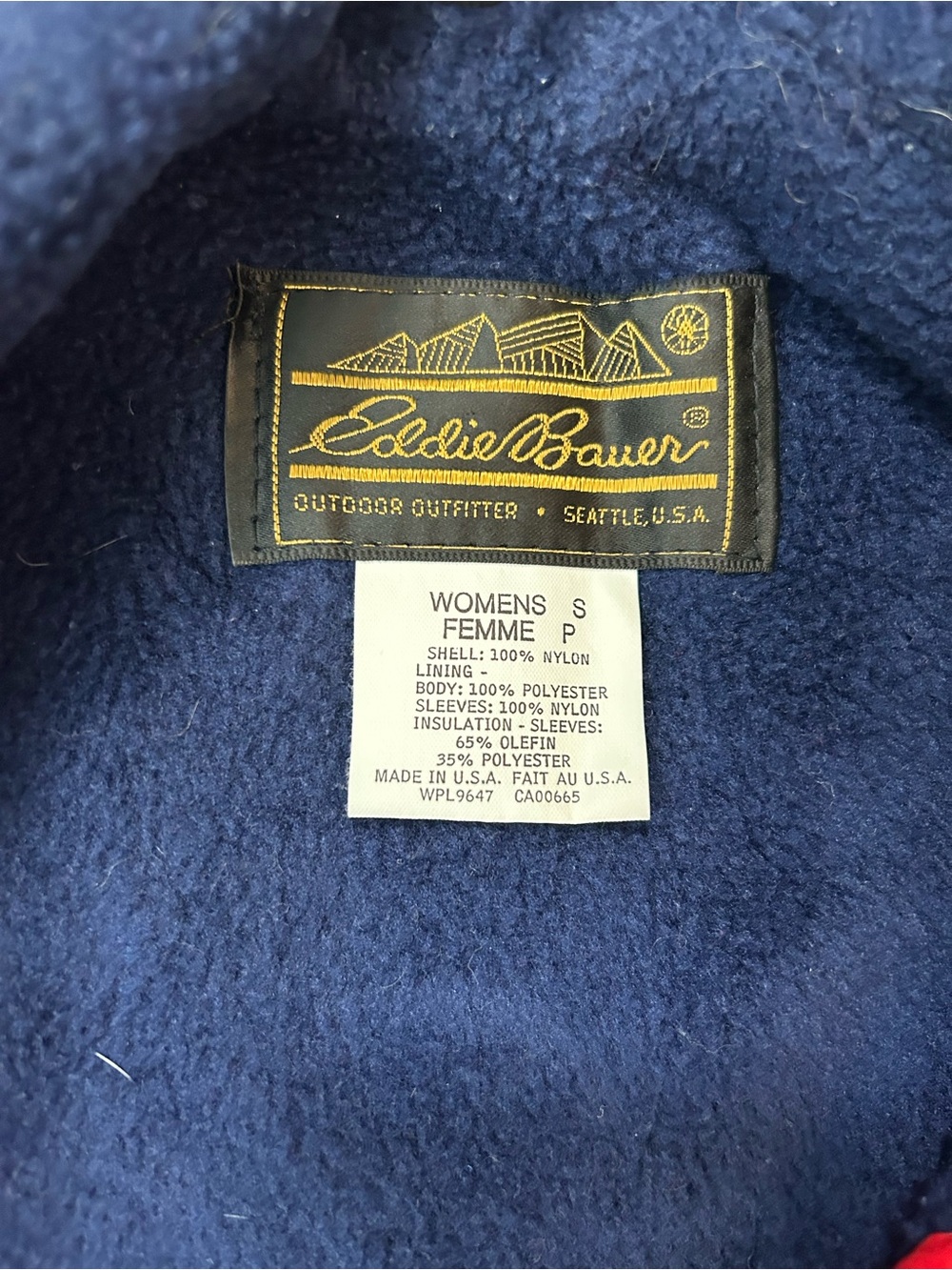 VTG Eddie Bauer Bomber Jacket Womens S Red Fleece Lined Made in USA Black Label